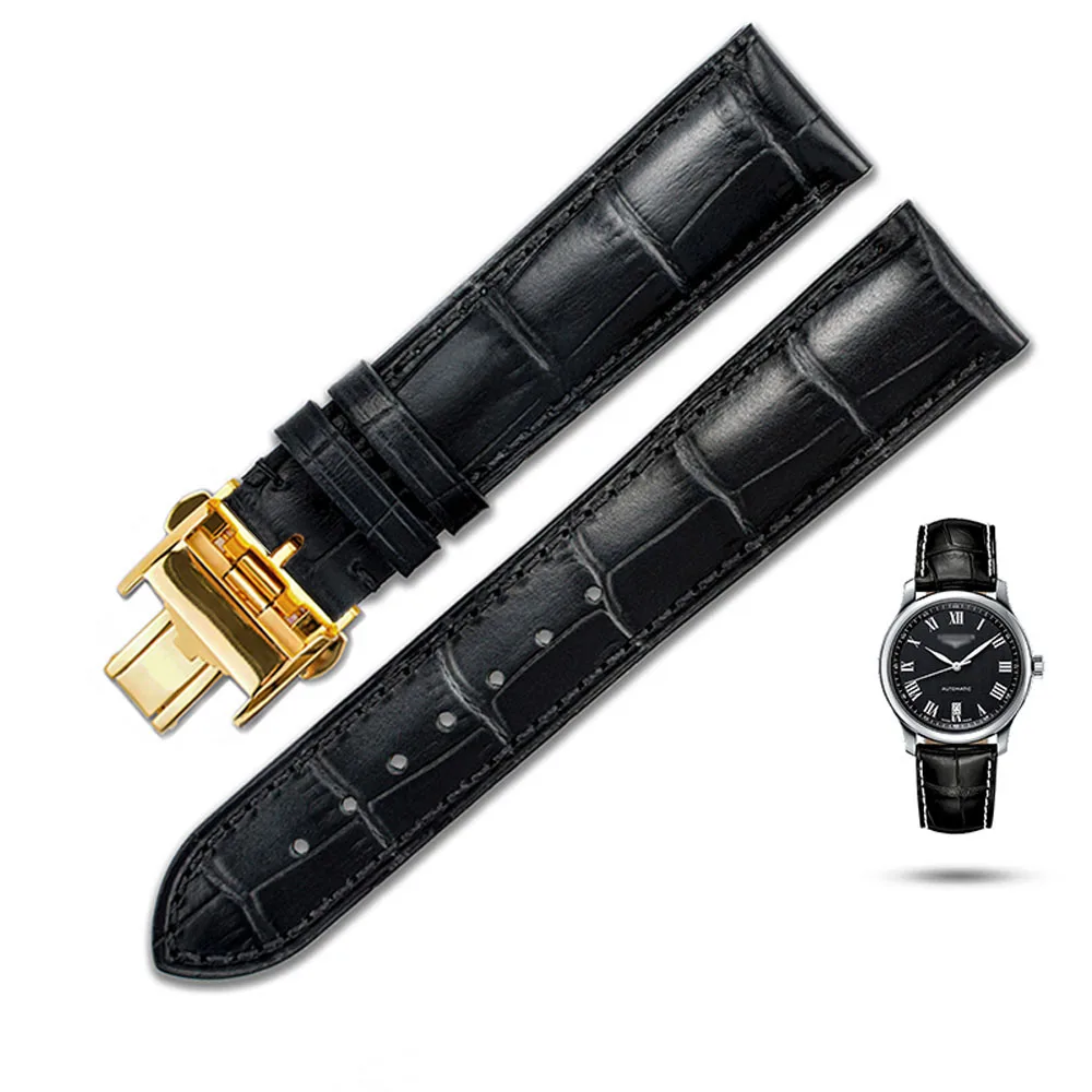 GREEN BLUE OT для мужчин G заменитель Longines полный спектр кожаный ремешок бабочка двойная кнопка водонепроницаемый дышащий для мужчин и женщин часы полосы - Цвет ремешка: GREEN BLUE