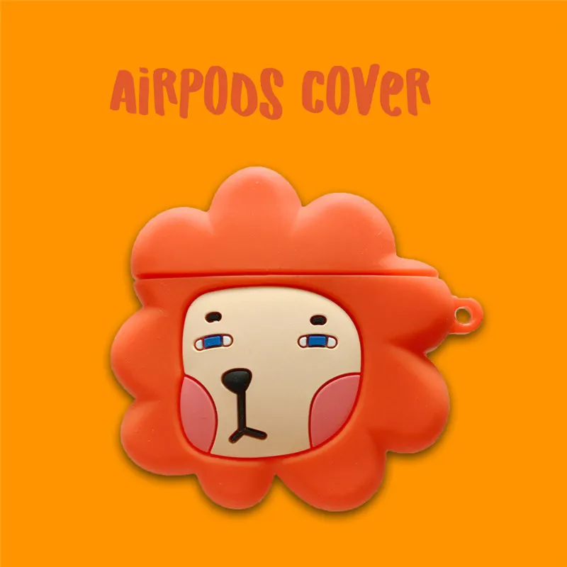 

Hot NEW Wireless Bluetooth Earphone Case for AirPods Cases 3D Cute Cartoon Lion Soft Silicone Headset Coque Cover Accessories