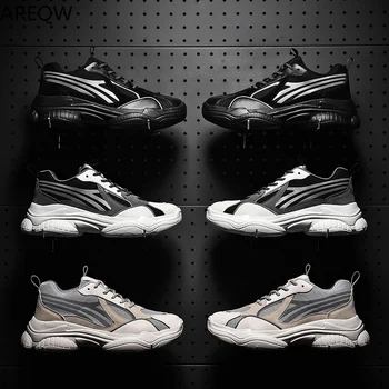 

2020 Men's Outdoor Mesh Casual Thick Sport Shoes Lace-Up Breathable Male Mountaineering Sneakers Basket Homme