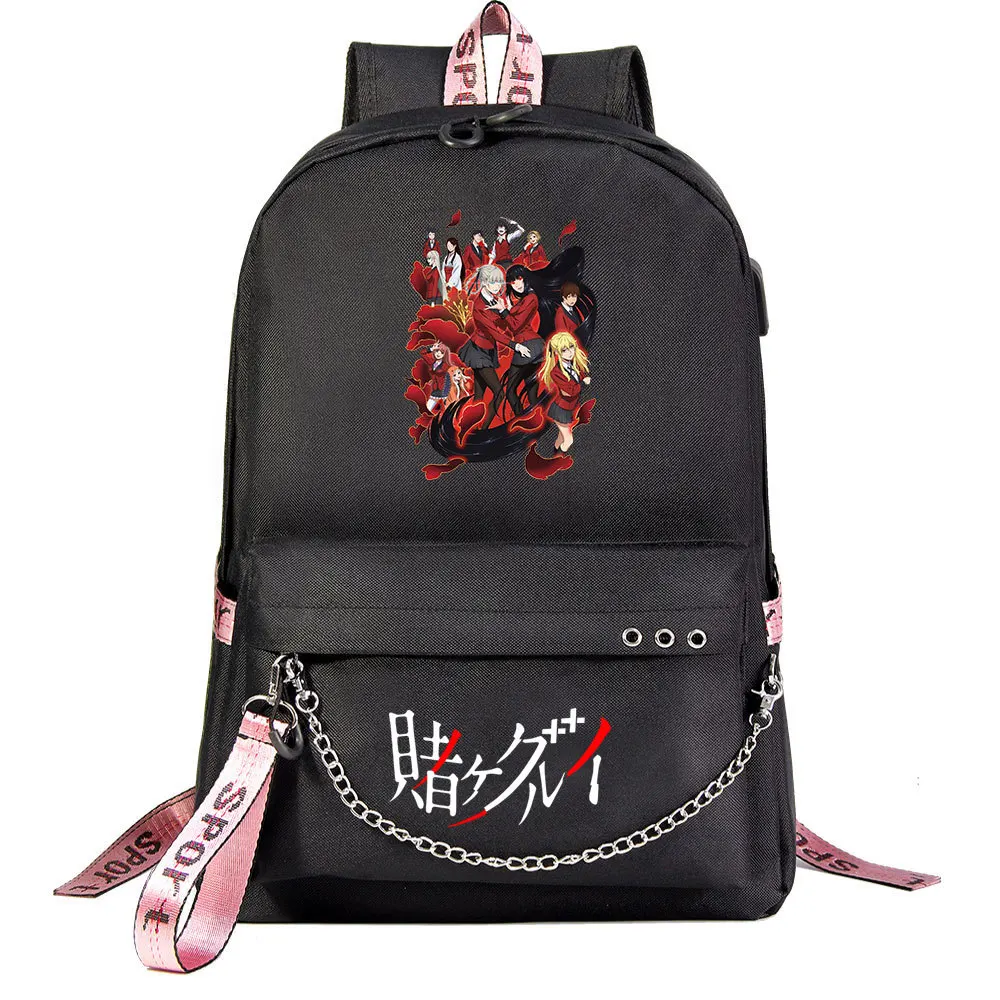 

Anime USB Schoolbag Kakegurui Jabami Yumeko Laptop Backpack Travel Shoulder Bags With Key Chain
