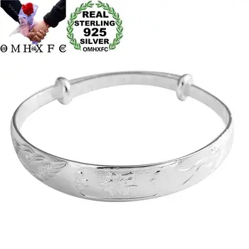 

OMHXFC Wholesale European Fashion Woman Girl Party Wedding Gift Dragon Phoenix 925 Sterling Silver Bangles Bracelets BE142