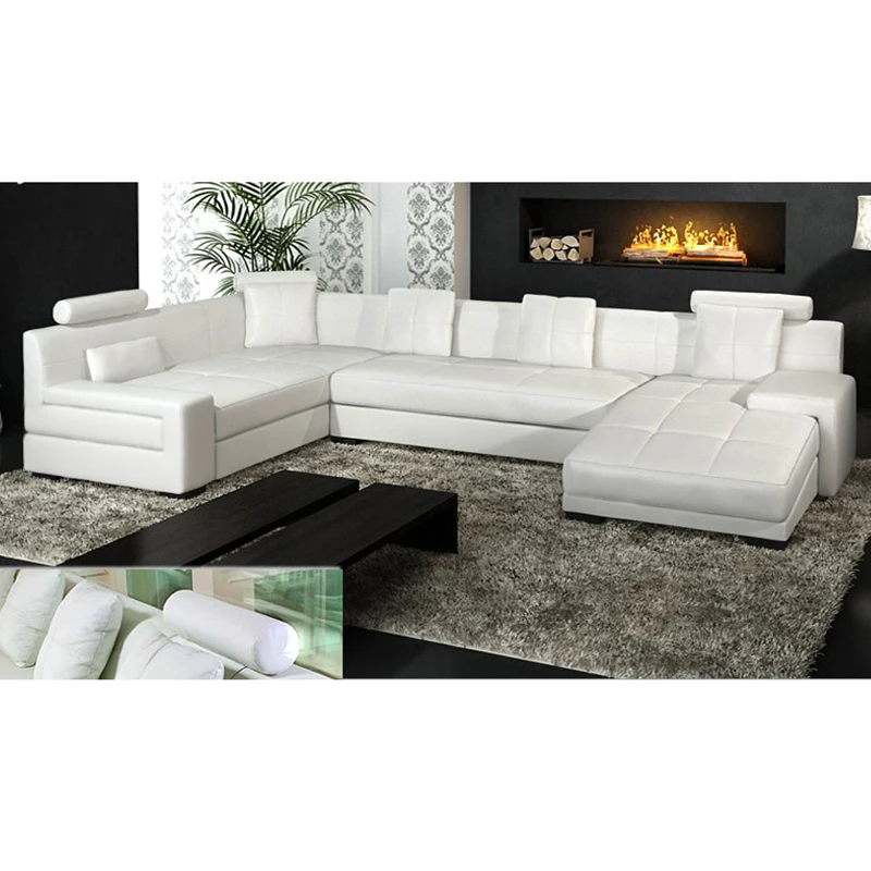 Сделано в Китае, высокое качество, современный белый кожаный диван