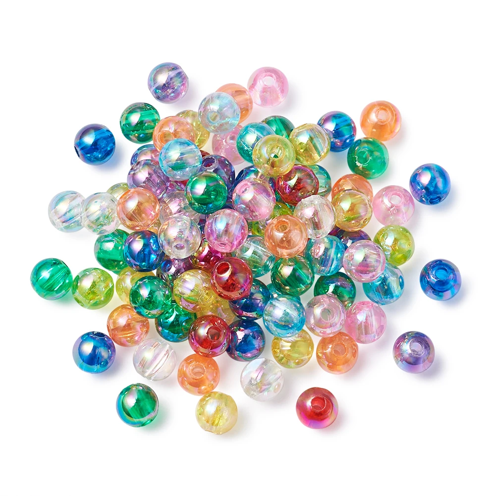 Pandahall Cuentas acrílicas transparentes para fabricación de joyas, abalorios redondos, espaciadores sueltos para pulsera DIY, 5mm, 6mm, AB|beads mix|acrylic beadsfor jewelry making - AliExpress