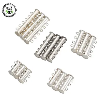 

pandahall 1 Set Brass Slide Lock Clasps for DIY Jewelry Components Necklaces Bracelets Earrings DIY Making Mixed Sizes 2 Colors
