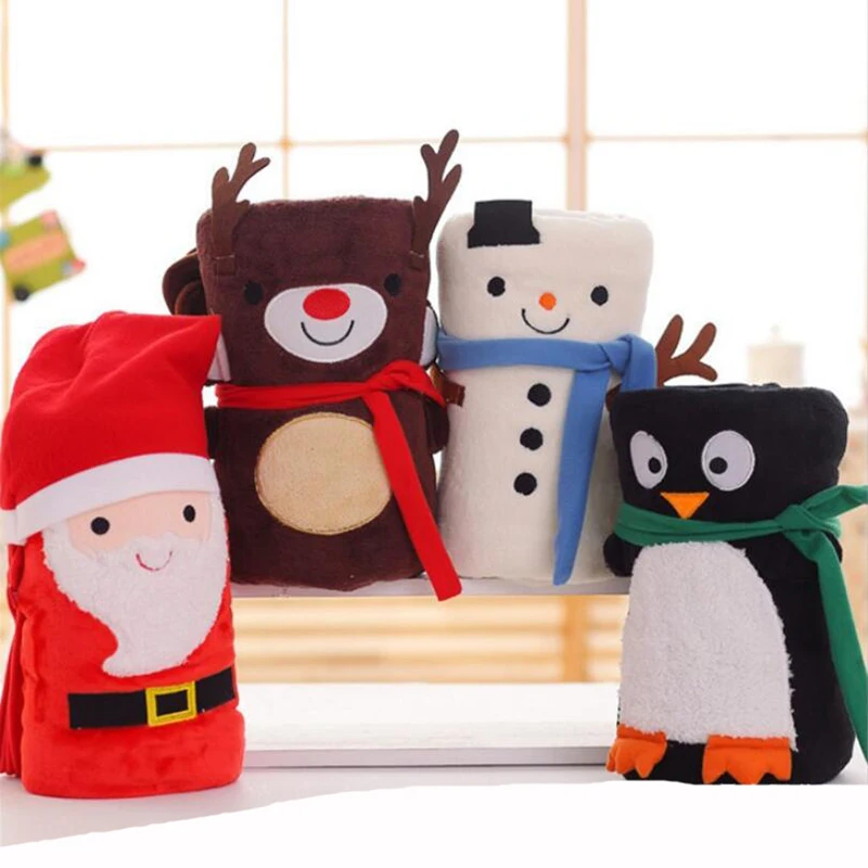 Christmas Blanket Throw Pillow Santa Claus Shaped Coral Soft Fleece Blankets And Throws Sofa Bed Plane Office Travel - Цена: 564,98 - 583,09 руб.