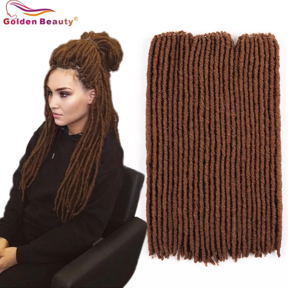 

Golden Beauty 18inch Straight Goddess Faux Locs Crochet Braids Natural Synthetic Hair Extension 18stands/Pack Heat Resistant