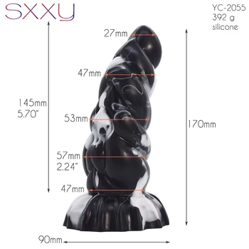 SXXY Curve Anal Toys for Men Women Liquid Silicone Fantasy Butt Plug Monster Beaded Realistic Dildo Sex Shop G Spot Masturbate 2