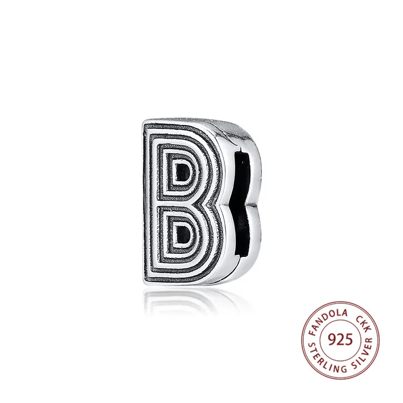 Бусины Fit Pandora браслет рефлексионы Письмо B очаровательные клипсы бусины из стерлингового серебра 925 Подвески для изготовления ювелирных изделий berloques prata