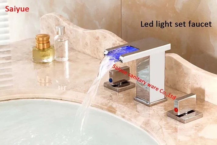 Дека поддержка led современный светильник удлинитель для смесителя 3 водопад отверстие ванная комната кран промытый хром