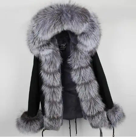 Женская зимняя куртка с натуральным лисьим меховым воротником, пальто с искусственным мехом, Женская куртка, женская модная парка - Цвет: 18