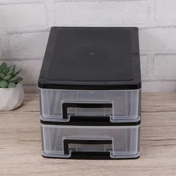 

Double Layer Plastic Drawer Type Closet Portable Storage Cabinet Multifunction Dustproof Storage Rack Organizer Furniture (Black