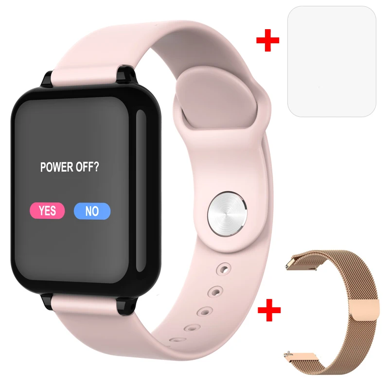 LEMDIOE b57 Смарт-часы для мужчин и женщин напоминание о звонках фитнес-трекер для Apple Watch Android IOS добавить Магнитный Миланский ремешок - Цвет: pink add rose