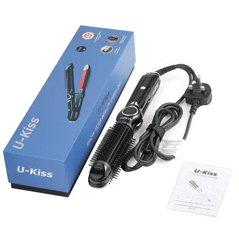 

U-Kiss 180-230°C Ergonomic Design Anti-slip LCD Display MCH Heater Ceramic Coating Plate Hair Curler Brush Hair Straightener