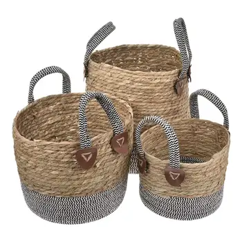 

Rattan Straw Basket Wicker Seagrasss Folding Laundry Flower Pot Flower Vase Home Garden Hanging Basket storage tool 40a