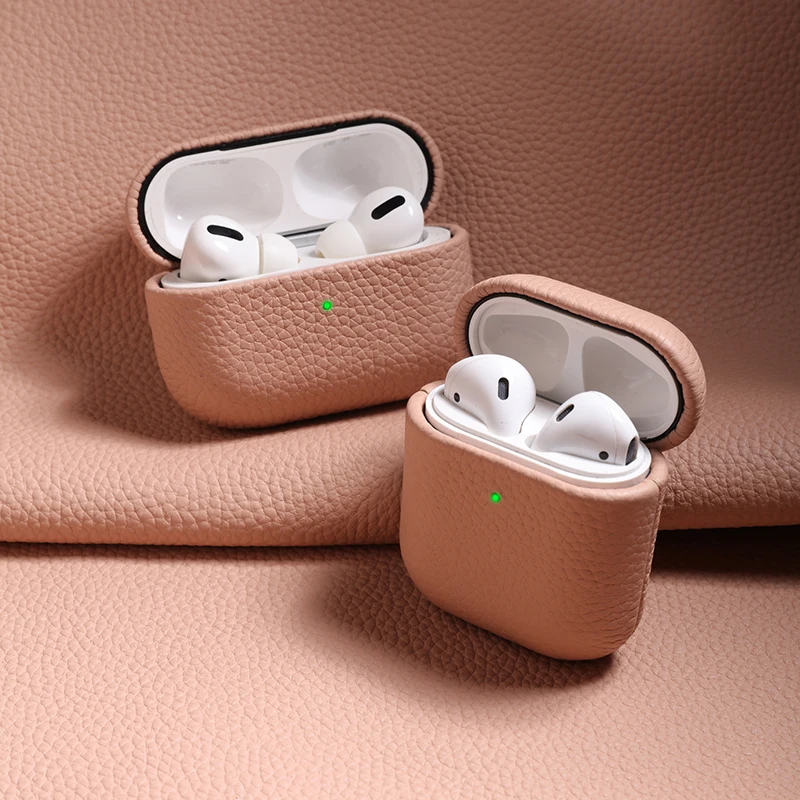 Custom Genuine Leather Protective Case For Apple AirPods Pro Case For Air Pod 1 2 Bluetooth Wireless Earphone Sleeve Cover Box 