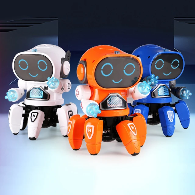 Cute 6-Claws Colorful LED Light Music Dancing Mini Electric Robot Kids Educational Toys for Children Gifts 5