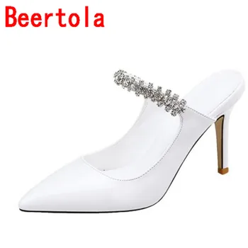 

2020 Women's Bling Crystal Band Elegant Sandals Platform Slip-On Ladies High Heel Wedding Party Shoes Women White Black Silver