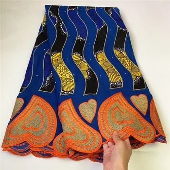 

5 Yards Lovely African Wax Patchwork Swiss Voile Lace Stones Cotton Fabric in Switzerland High Quality Nigerian lace fabric