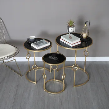 

Simple Luxury Metal Coffee Table Living Room Sofa Coffee Table Small Apartment Creative Small Round Table Combination Furniture