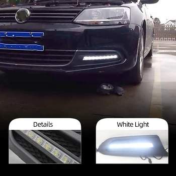

2Pcs DRL For Volkswagen VW Jetta Sagitar 2012 2013 2014 Daytime Running Lights Fog head Lamp cover car styling white Daylight