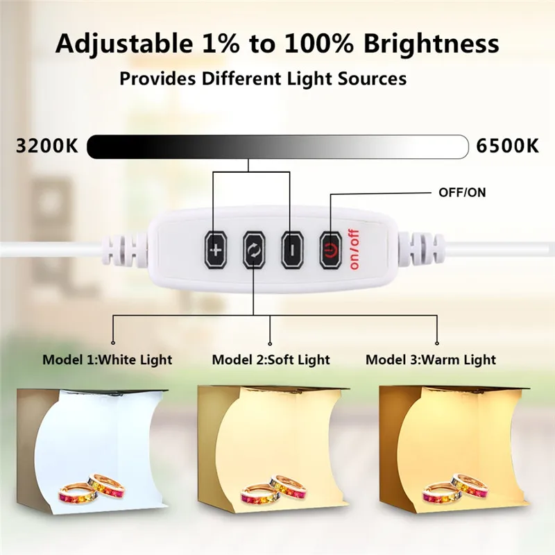 PULUZ Ring led light photo box photography foto studio lightbox folding mini softbox fotografia tabletop shooting tent Kit