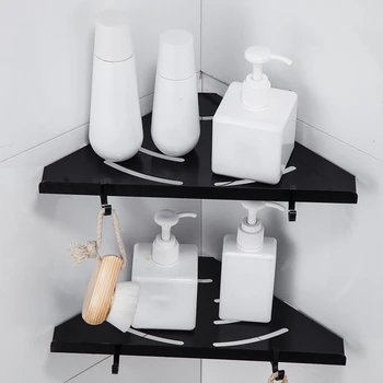 

Space Aluminum Perforated Bathroom Corner e Basket Storage Rack Wall-Mounted Bathroom Kitchen Pendant