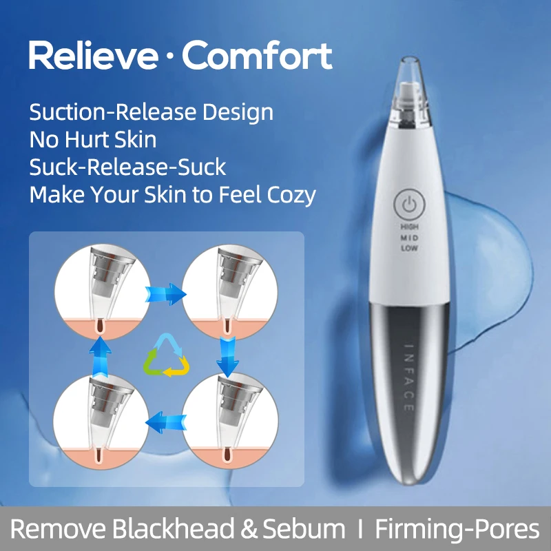 US $25.99 Xiaomi InFace Blackhead Remover Vacuum Pore Cleaner T Zone Dermabrasion Removal Acne Sebum Skin Care Beauty Tool USB Charge