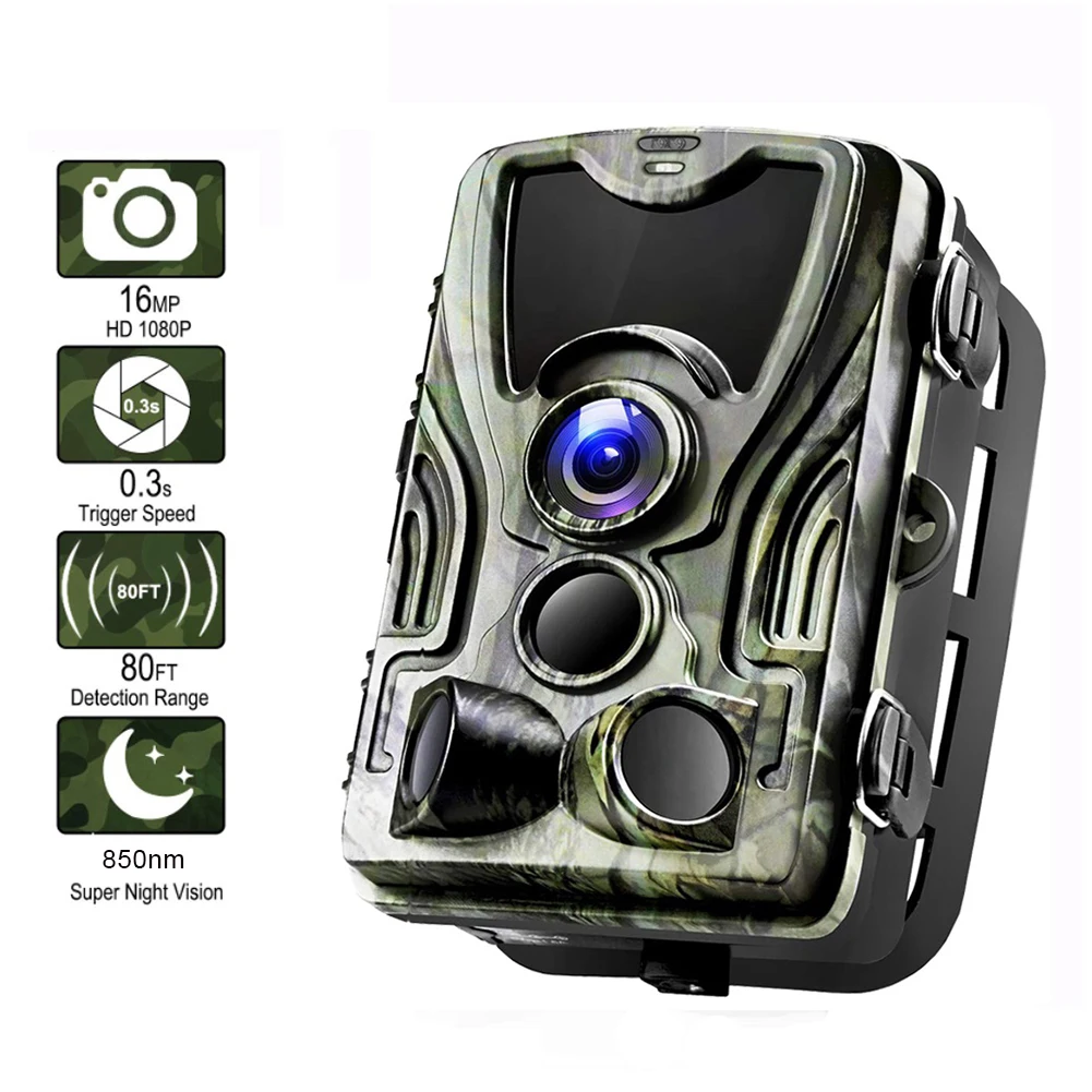 HC801A охотничья камера, ночная версия, Дикая камера s 16MP 1080P IP65, фото ловушка 0,3 s, триггер, камера наблюдения за дикой природой