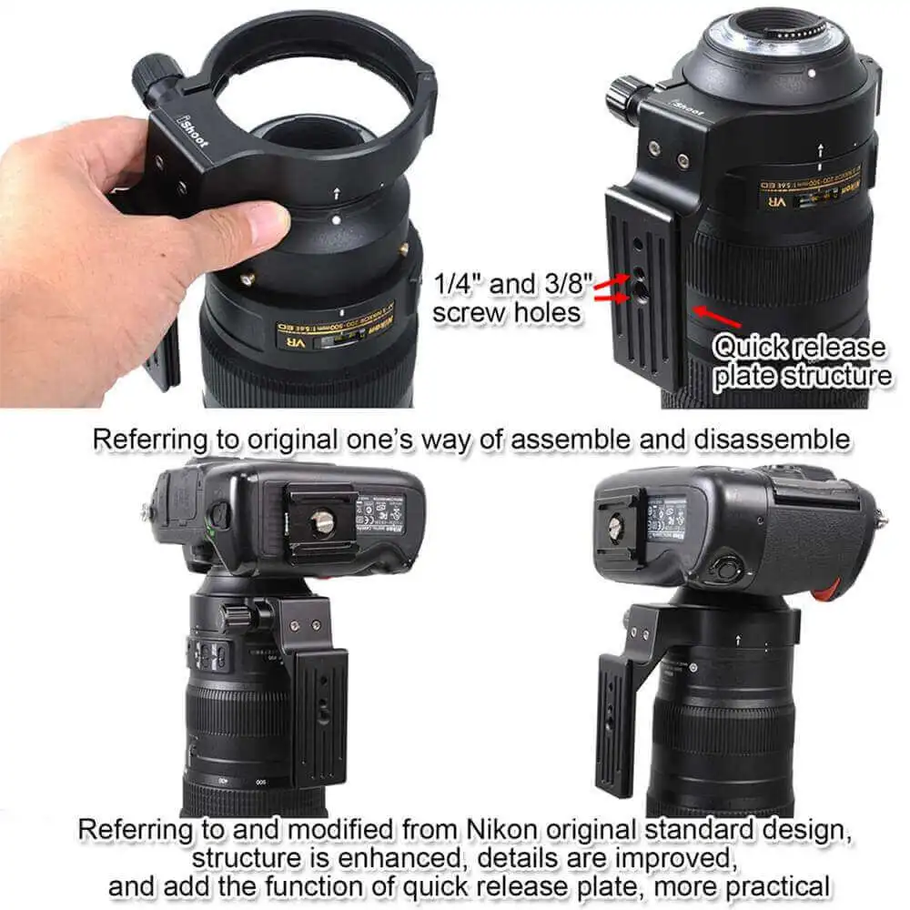 Крепление для штатива с ARCA-SWISS быстроразъемной пластиной для Nikon AF-S NIKKOR 200-500 мм f/5.6E ED VR объектив