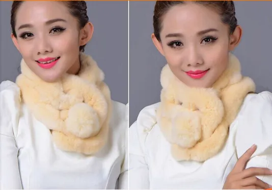 Outwear Winter Furry Casual Furry Thick Furry Rex Rabbit Fur Scarves Women Ring Korean Office Luxury Fur Scarfs V660