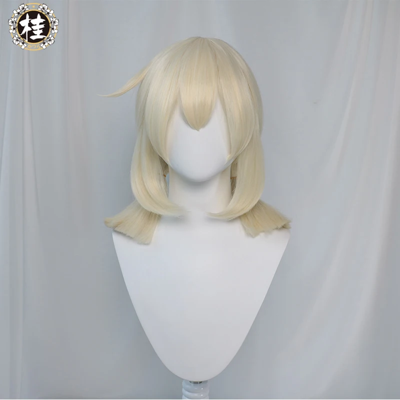 UWOWO Game Genshin Impact Klee Fleeing Sunlight Cosplay Wig Spark Knight Red Burny Girl 40cm Cream gold Twin tail Hair