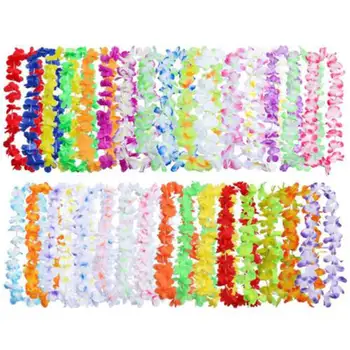 

30pcs Hawaiian Necklace Artificial necklace Hawaii Flowers leis Party Supplies Beach Fun wreath DIY gift Decoration