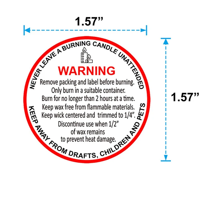 Pocket Sticker Wax Melt Warning Labels Waterproof Candle Jar