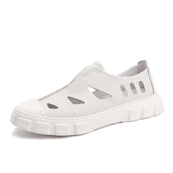 

Sandals Mens Summer Breathable Beach Shoes Men Driving Casual Shoes Fashion High Quality Genuine Leather all-match cowhide