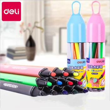 

Deli 12/18/24/36 Colors Watercolor Pen Set Washable Children Drawing Painting Graffiti Stationery Water Color Pen Students gift