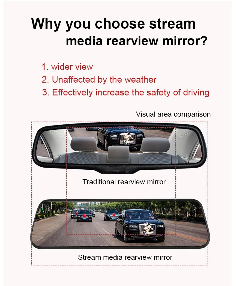 10 ''зеркало заднего вида с сенсорным экраном поток медиа Full HD 1080p Автомобильный видеорегистратор ночного видения двойной объектив видеорегистратор Автомобильный видеорегистратор g-сенсор