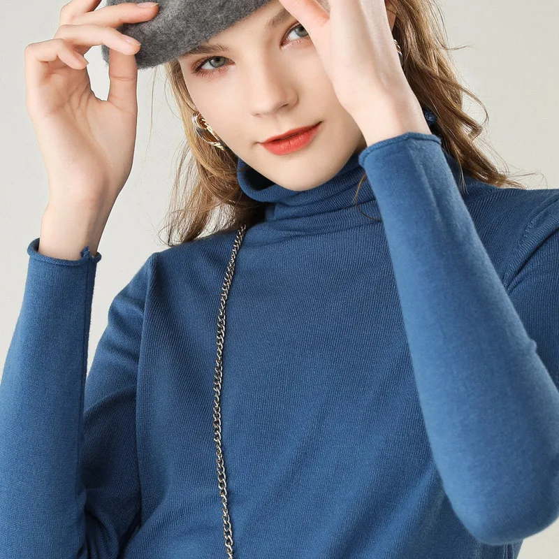 Acheter 2019 nouveau pull femme col haut pull cachemire pull tricot femme pull hiver femme