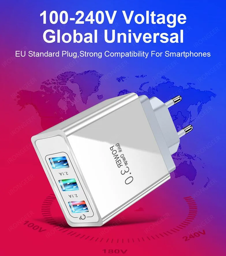 USB Phone Charger Quick Charge 3.0 4.0 Universal Fast Charging Adapter Chargers For iPhone Xiaomi 10 Samsung Tablets EU US Plug (6)