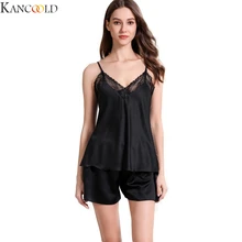 KANCOOLD, женская сексуальная ночная рубашка на бретельках размера плюс S-XL, кружевная ночная рубашка, черное однотонное платье для сна, сексуальный кружевной халат, пижама, одежда для сна
