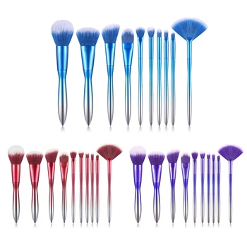 

10 Pcs/set Plating Gradient Brush Handle Makeup Brush Blush Eyeshadow Brush Lip Eyebrow Foundation Brush Kit