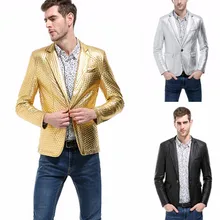 Блестящий Золотой блестящий Блестящий украшенный Блейзер куртка для мужчин ночной клуб Выпускной мужской костюм, Блейзер костюм Homme сценическая одежда для певцов