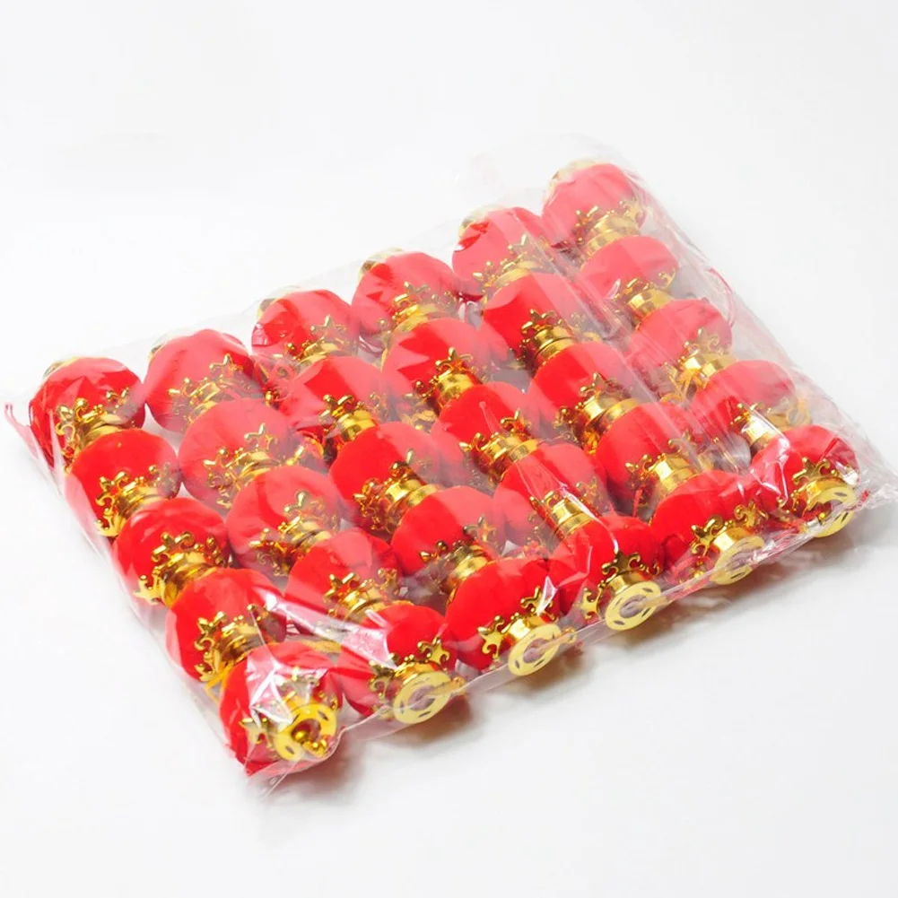 Street Red Small Lively New Year Garden Spring Festival Traditional Chinese Plastic Hanging Lantern 30Pcs/Set Mini Wedding Party