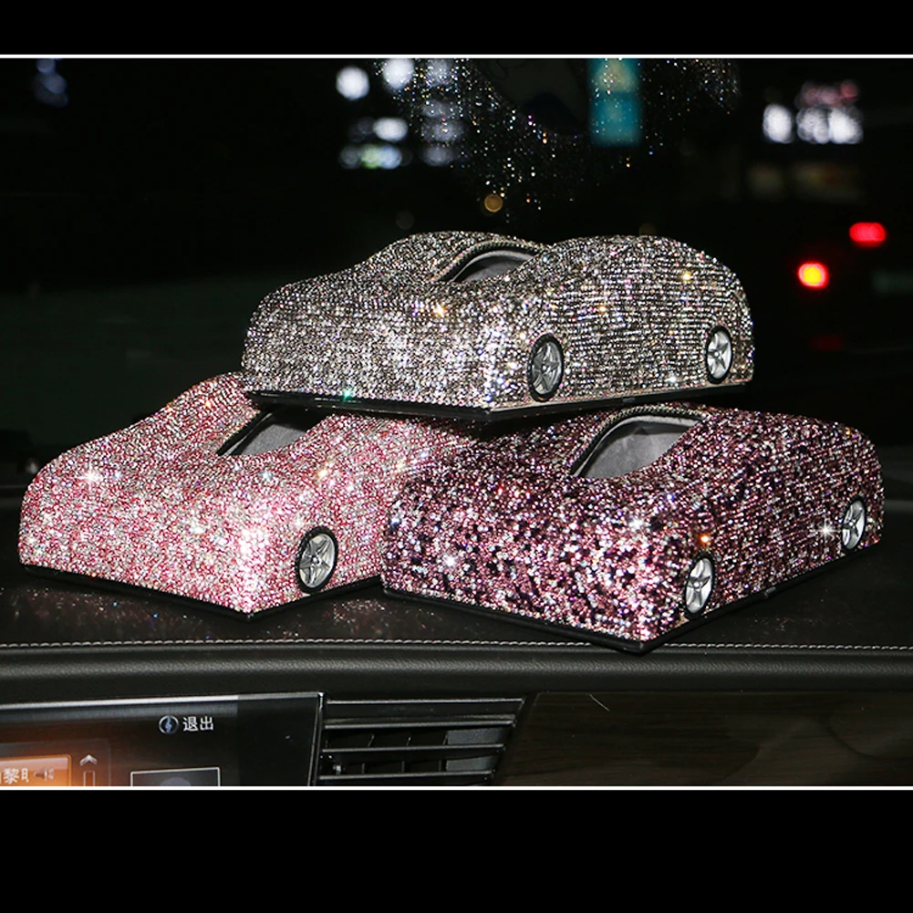 Bling коробка для салфеток автомобиля Модель украшения горный хрусталь коробка для платочков лоток креативный автомобиль коробка для салфеток