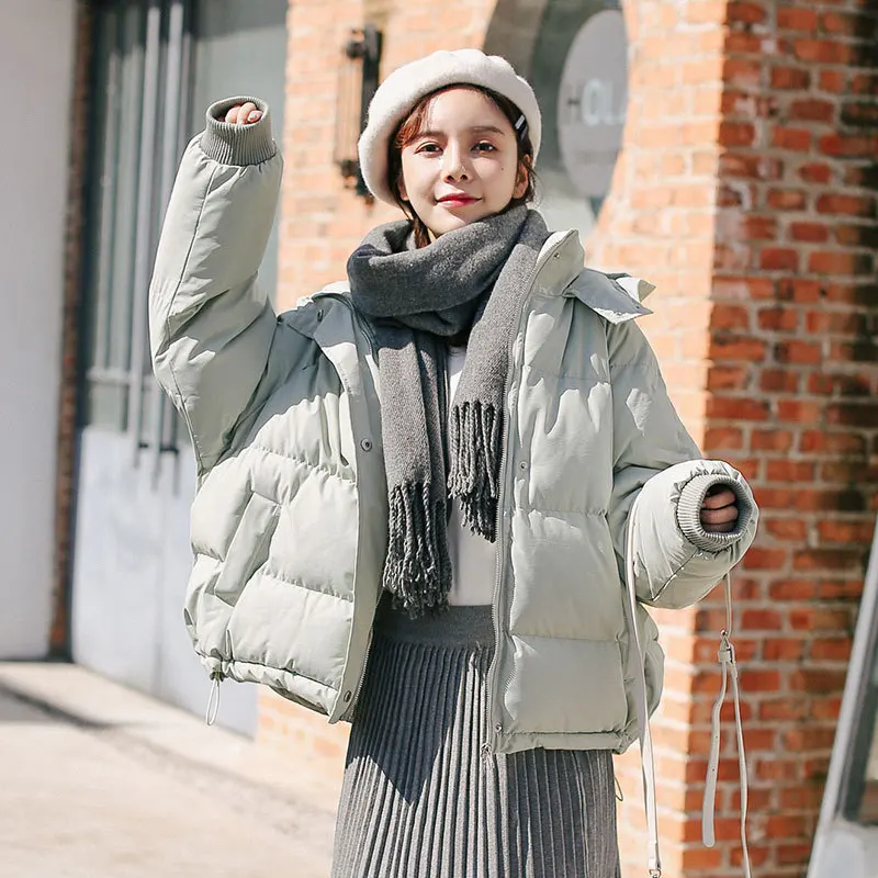 

Bread Cotton Coat Women's 2019 New Style Korean-style Winter Students Slimming Cotton-padded Clothes the Cap Thick Versatile War