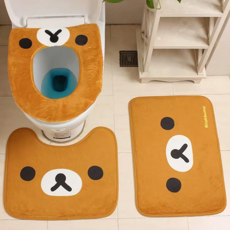 

4pcs/set Animated-cartoon Bear Melody Bathroom Toilet Seat Cover Bath Floor Mat Holder Closestool Lid Gift for Kid Home Decor