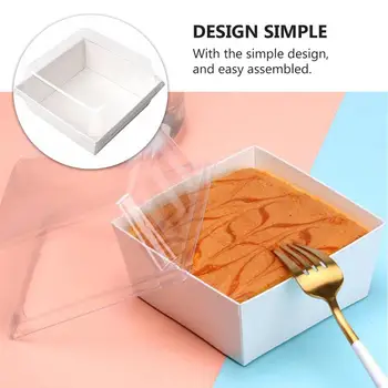 

1 Set Square Cake Packaging Boxes Thicken Boxes Food Packing Boxes with Cover (50Pcs White Paper Box 50Pcs Transparent Cover)