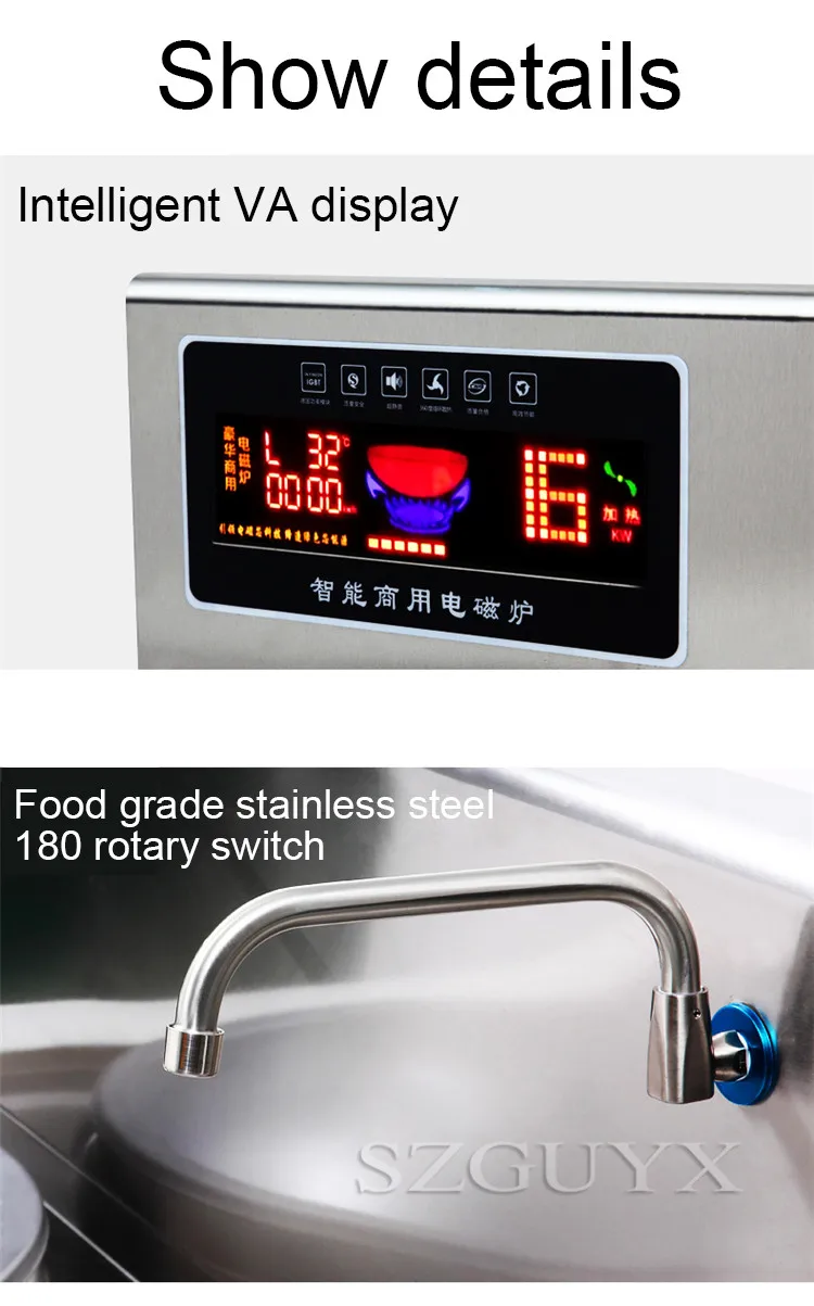 12000W commercial induction cooker stainless steel electric stove electric wok pot pot double-head induction cooker
