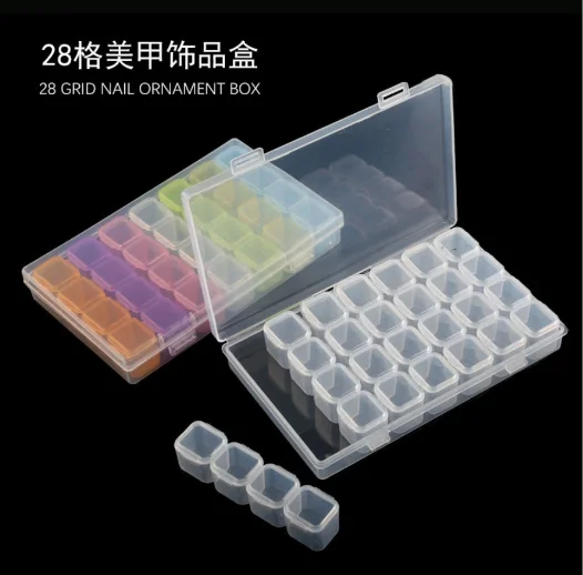

28 Slots Diamond Painting kits Plastic Storage Box Nail Art Rhinestone Tools Beads Storage Box Case Organizer Holder kit