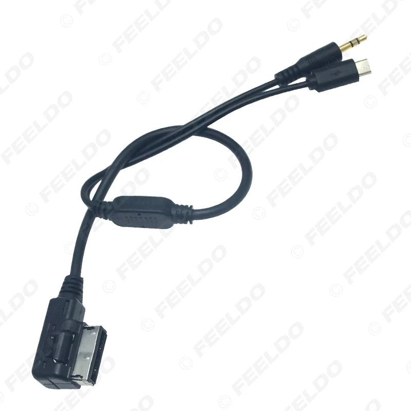 FEELDO 5 шт. аудио автомобиля Музыка AMI/MDI интерфейс до 3,5 мм Мужской Micro USB AUX кабель для Mercedes Benz провода адаптер# MX6258