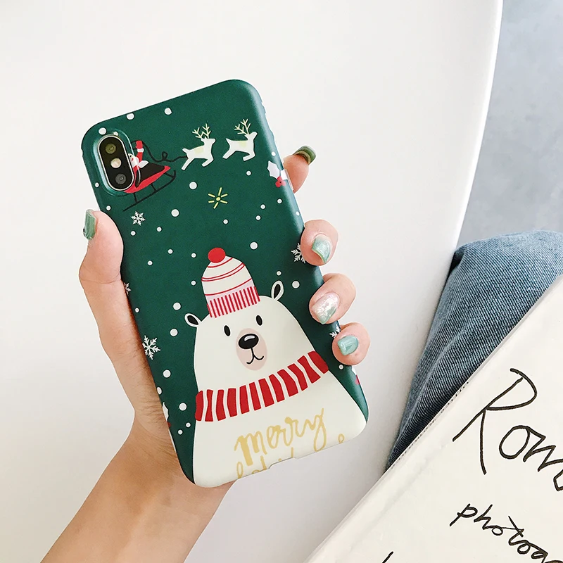 Чехол для телефона с рождественским рисунком для iPhone XR XS Max 6 6S 7 8 Plus X милый Санта Клаус дерево Лось американский Лось мягкий чехол для телефона подарок Подарочные коробочки